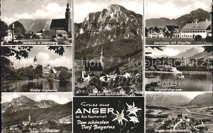 Anger Bayern Dorfplatz Kloster See Hochstaufen Untersberg Allgaeuer Alpen Edelwe