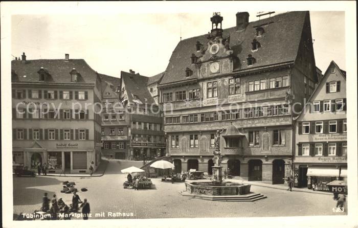 TueBINGEN BW Marktplatz mit Rathaus Brunnen