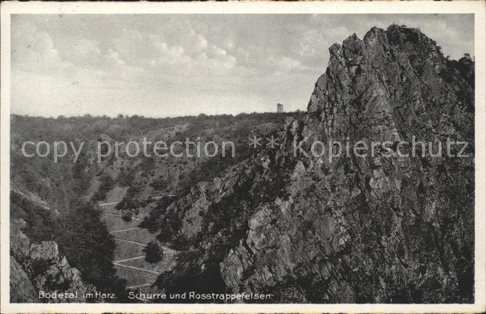 Bodetal Harz Schurre und Rosstrappefelsen Bahnpost