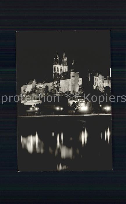 Meissen Elbe Sachsen Albrechtsburg und Dom in bei Nacht