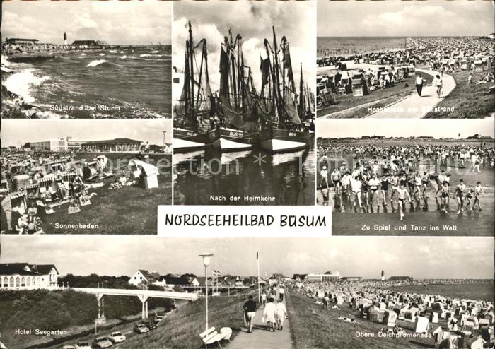 Buesum Nordseebad Strand Hotel Seegarten Deichpromenade Schiffe Watt