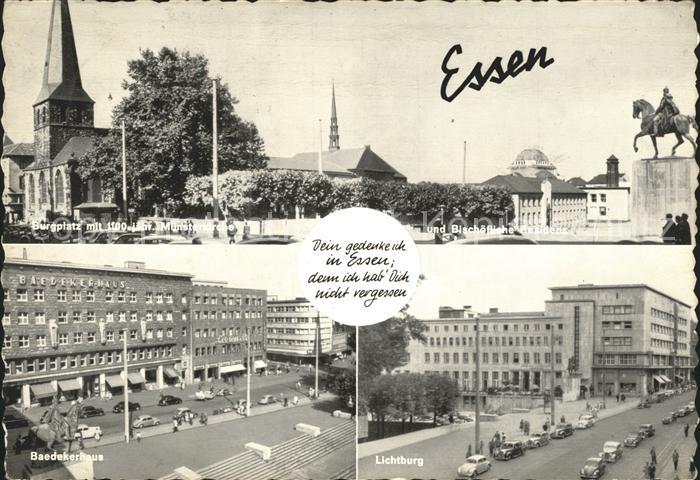 Essen Ruhr Burgplatz Baederhaus Lichtburg Muensterturm Bischoefliche Residenz Re