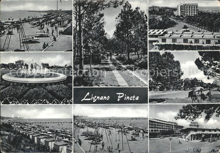 Lignano Pineta Strand Fontaene Waldweg Strassenpartie