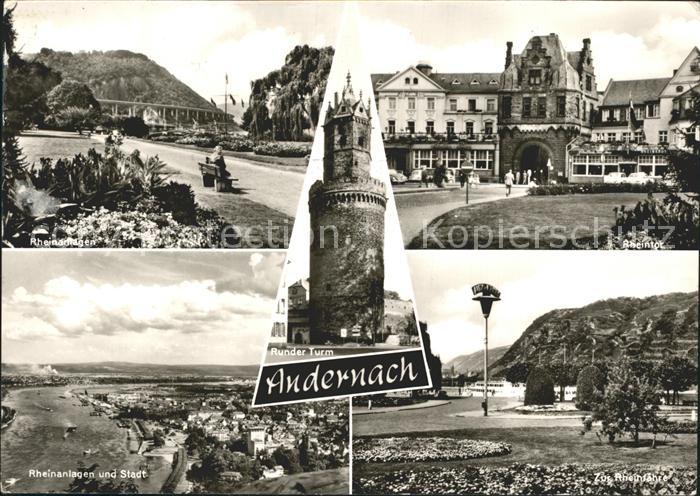 Andernach Rheinanlagen Rheintor Stadtansicht Runder Turm Rheinfaehre