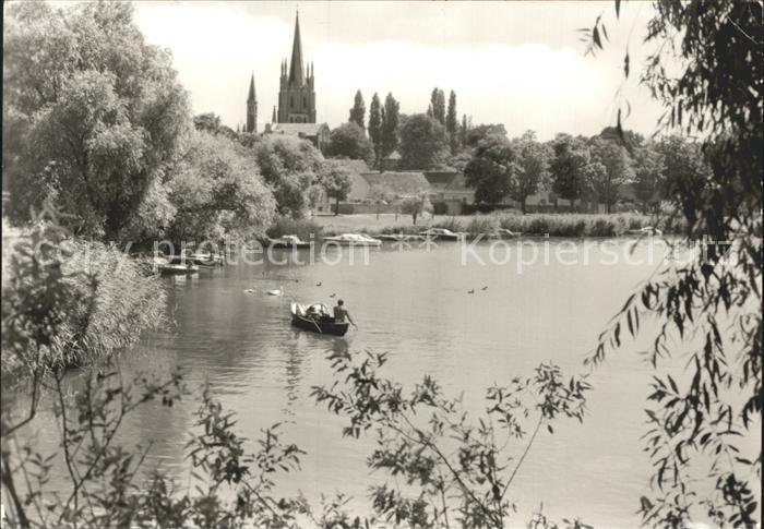 Werder Havel Teilansicht Kirche Bootspartie