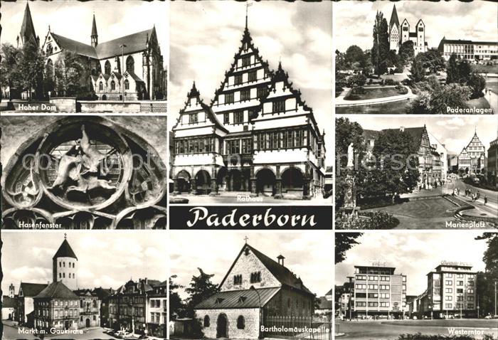 Paderborn Hoher Dom Rathaus Paderanlagen Hasenfenster Marienplatz Markt Gaukirch