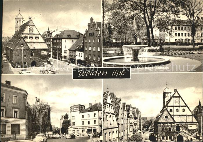 Weiden Oberpfalz Stadtplatz mit Rathaus Max Reger Brunnen Versandhaus Witt Ratha