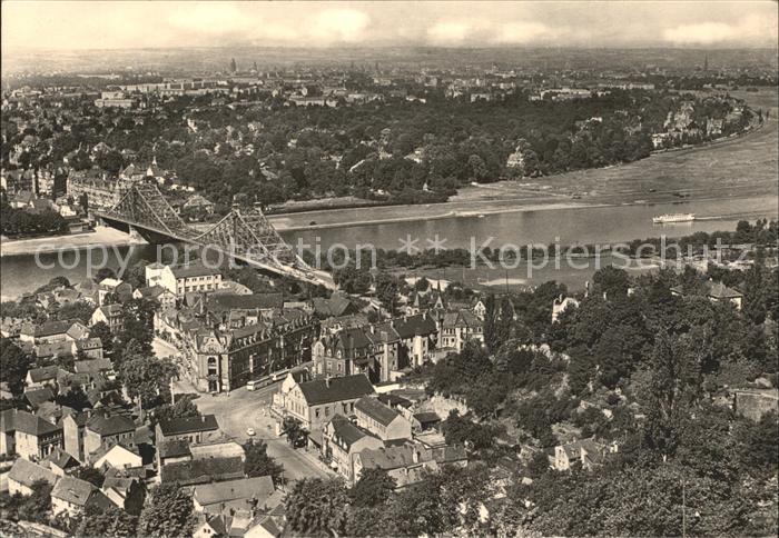 DRESDEN Elbe von Oberloschwitz gesehen Elbe Bruecke