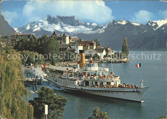 Dampfer Seitenrad Simplon Montreaux Lac Leman Dents-du-Midi