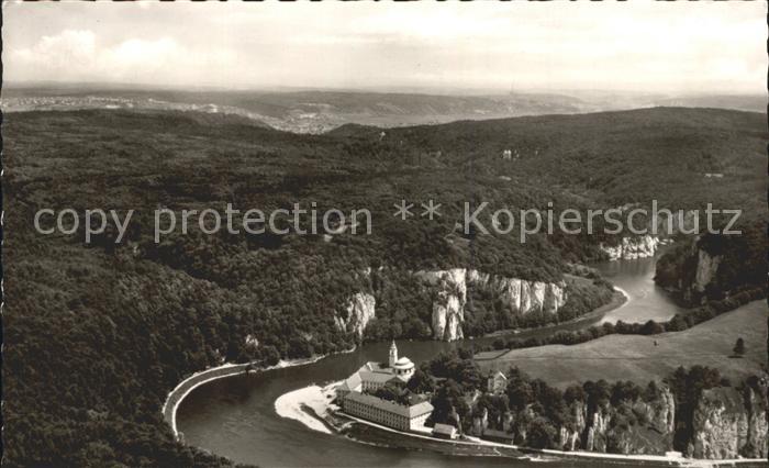 Kelheim Fliegeraufnahme Kloster Weltenburg mit Donaudurchbruch