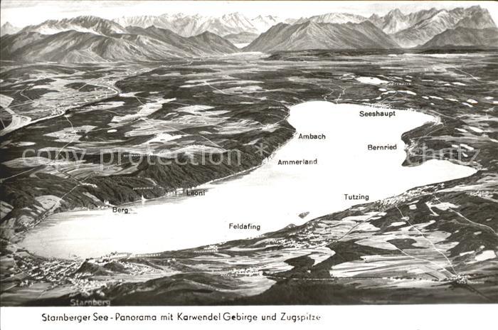 Starnberg Starnbergersee Bayern mit Karwendelgebirge und Zugspitze