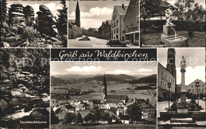 Waldkirchen Niederbayern Brunnenbuberl Marktplatz Felsen Saussbachklamm