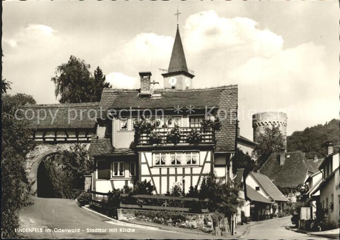 Lindenfels Odenwald Stadttor mit Kirche