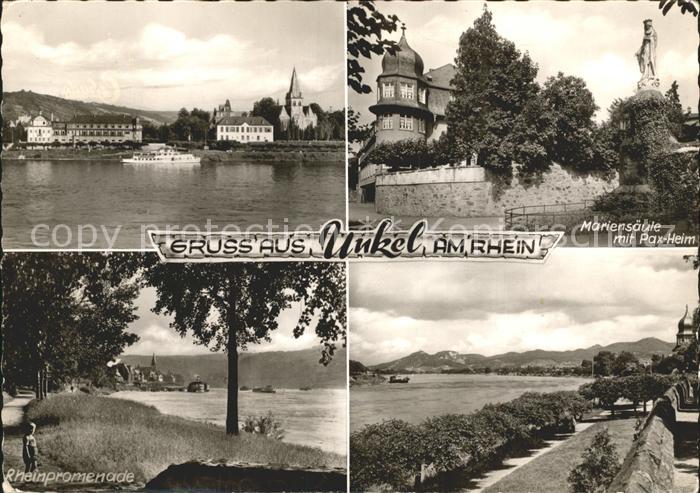 Unkel Rhein Mariensaeule mit Pax-Heim Rheinpromenade