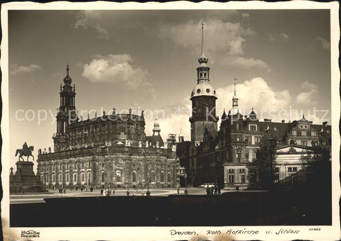 DRESDEN Elbe Hofkirche mit Schloss