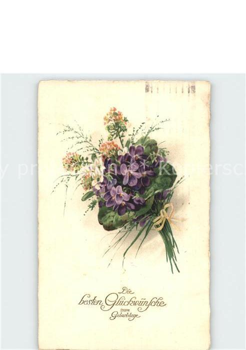 Geburtstag Veilchen Litho