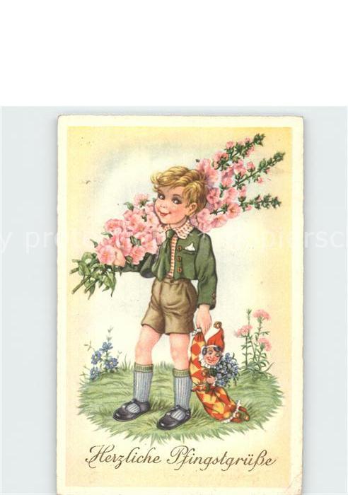 Pfingsten Pentecost Pentecote Kind Puppe Blumen