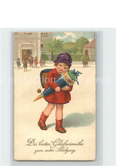 Schule School Ecole Escuela Scuola-- Einschulung Glueckwunsch Kind Schultuete Li