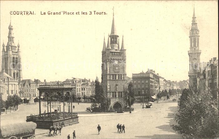 Courtrai KORTRIJK Flandre Belgie La Grand Place et les 3 Tours