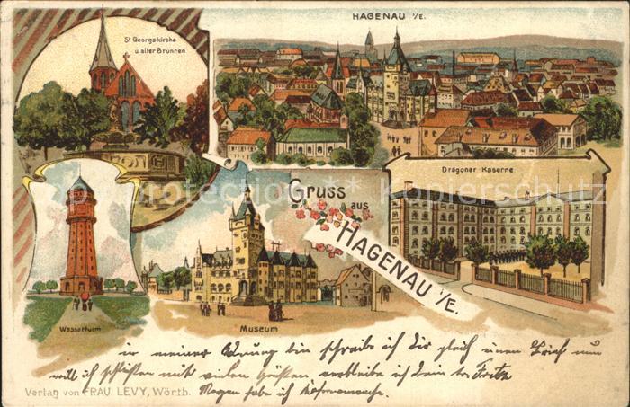 Hagenau Elsass St Georgskirche Ortsansicht Wasserturm