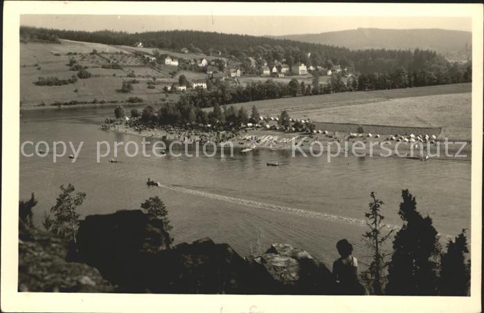 Saalburg Saale Am Stausee der Bleiloch Saaletalsperre