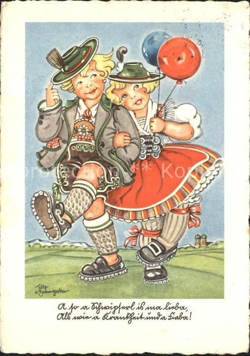 Muenchen Bayern Geschwisterpaar Karikatur