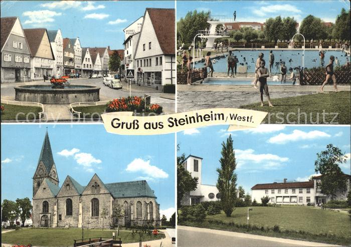 Steinheim Westfalen Dorfpartie Brunnen Schwimmbad Kirche