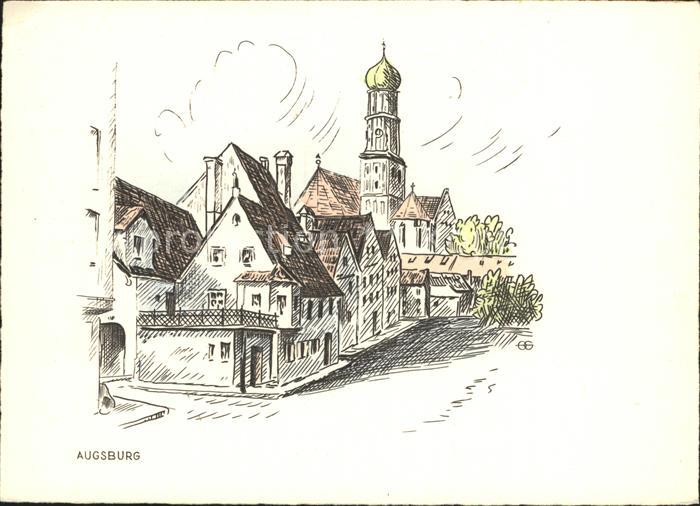 Augsburg Teilansicht Zeichnung