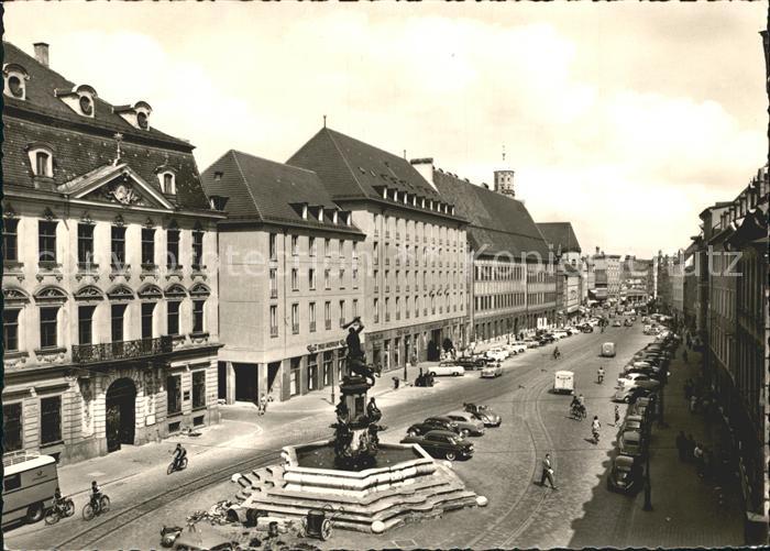 Augsburg Maximilianstr mit Herkulesbrunnen Schaezler Haus und Palasthotel Drei M