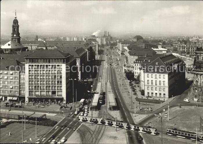 DRESDEN Elbe Ernst Thaelmann Strasse Strassenbahnen Kirchturm