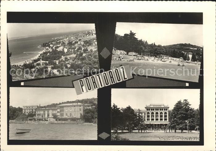 Portoroz Fliegeraufnahme Strandpartie Hotels