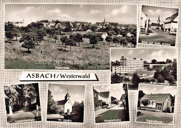 Asbach Westerwald Neuwied Rheinland-Pfalz Hauptstrasse Friedshofsallee Ev. Kirch