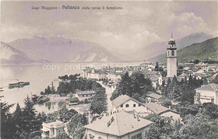 Pallanza Lago Maggiore Piemonte IT Lago-Maggiore Kirchturm Panorama Sempione Dam