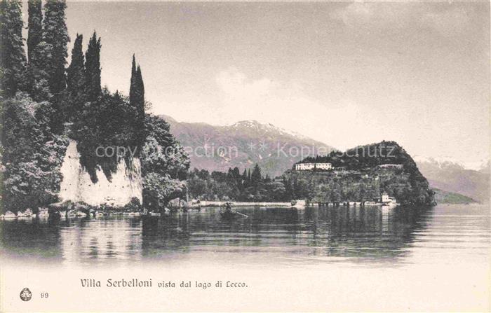 Lecco Lombardia IT Villa-Serbelloni Lago-di-Lecco Halbinsel Zypressen Berge Ufer