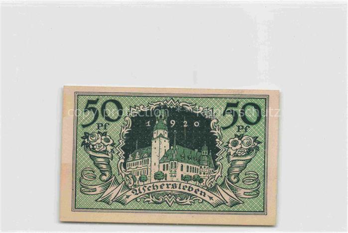 Aschersleben Sachsen-Anhalt Notgeldschein 50-Pfennig Rathaus Magistrat Stadthaup