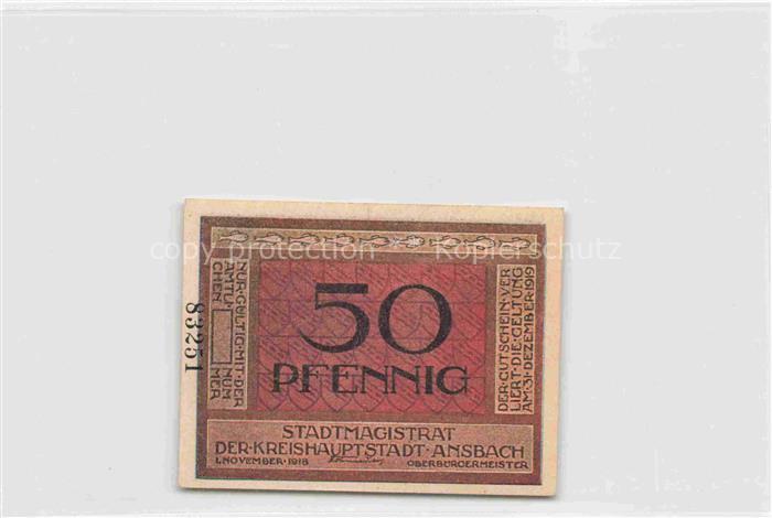 ANSBACH Mittelfranken Bayern Notgeld Pfennig Stadtmagistrat Reiter Pferd Teufel