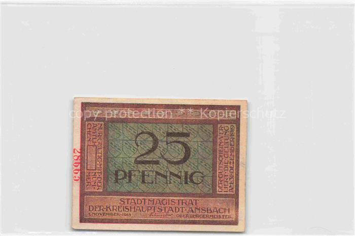ANSBACH Mittelfranken Bayern Notgeld Pfennig Stadtmagistrat Reiter Schimmel Sold