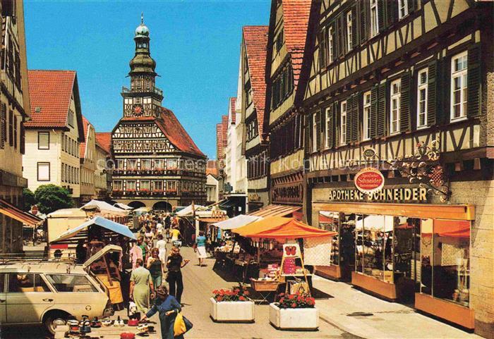 Kirchheim Teck Esslingen BW Markt Rathaus Fachwerkhaeuser Apotheke-Schneider Woc