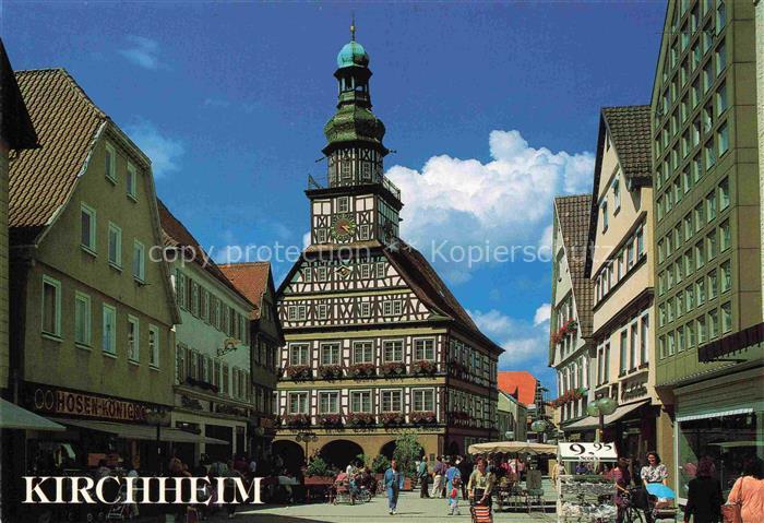 Kirchheim Teck Esslingen BW Rathaus Fachwerkhaus Kirchturm Fussgaengerzone Gesch