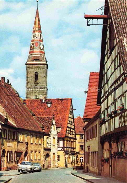 Wolframs-Eschenbach Liebfrauenmuenster Kirchturm Fachwerkhaus Altstadt Strasse B