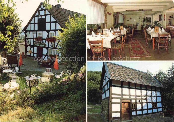 Windeck  Sieg Gasthof-Zur-Linde Fachwerkhaus Restaurant Terrasse Nebengebaeude