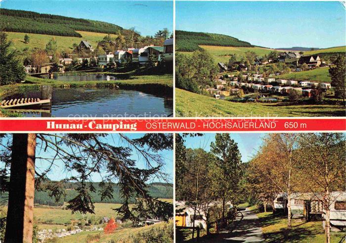 Osterwald Hochsauerlandkreis NRW Hunau-Camping Campingplatz Teich Wohnwagen Wald