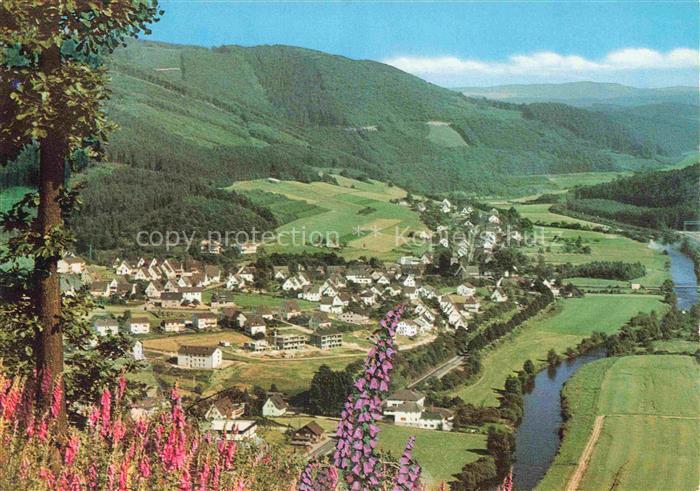 Roenkhausen Finnentrop OLPE NRW Gasthof-Zur-Eiche Tallage Fluss Wiesen Wald Dorf