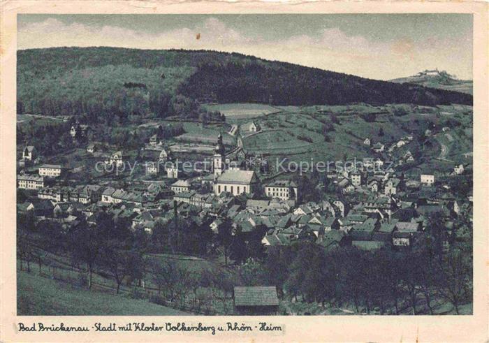 Brueckenau Bad Kloster-Volkersberg Rhoen-Heim Stadtansicht Kirche Huegel Panoram