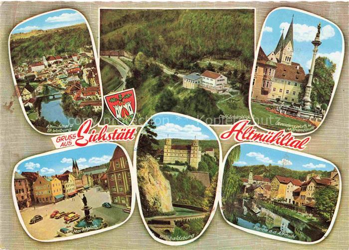 Eichstaett Oberbayern Altmuehltal Willibaldsburg Residenzplatz Marktplatz Cafe-S