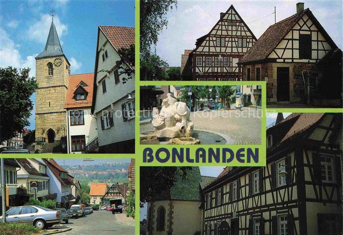 Bonlanden Filderstadt Kirche Fachwerk Brunnen Marktstrasse Mehrbildkarte Altstad