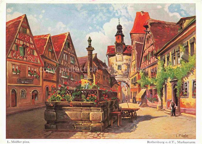 MoessLER Ludwig Moessler Ludwig (1902-1949) Kuenstlerkarte Rothenburg o.d.T Mark