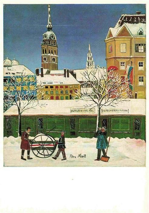 MOLL Petra Kuenstlerkarte Viktualienmarkt im Winter Muenchen