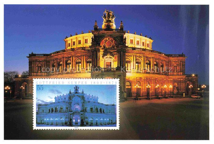 Briefmarken auf AK Timbres Postage Francobollo-- Gottfried Semper Dresden