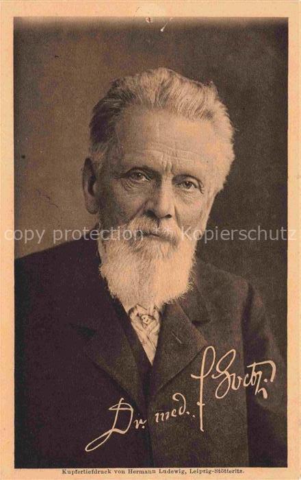 LEIPZIG Sachsen Portraet Turnvater-Jahn Dr-med-Guth baertiger-Mann Kupfertiefdrc